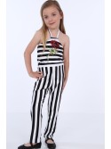 Schwarz-weiß gestreifter Mädchenoverall NDZ8520 – Online-Shop – Boutique